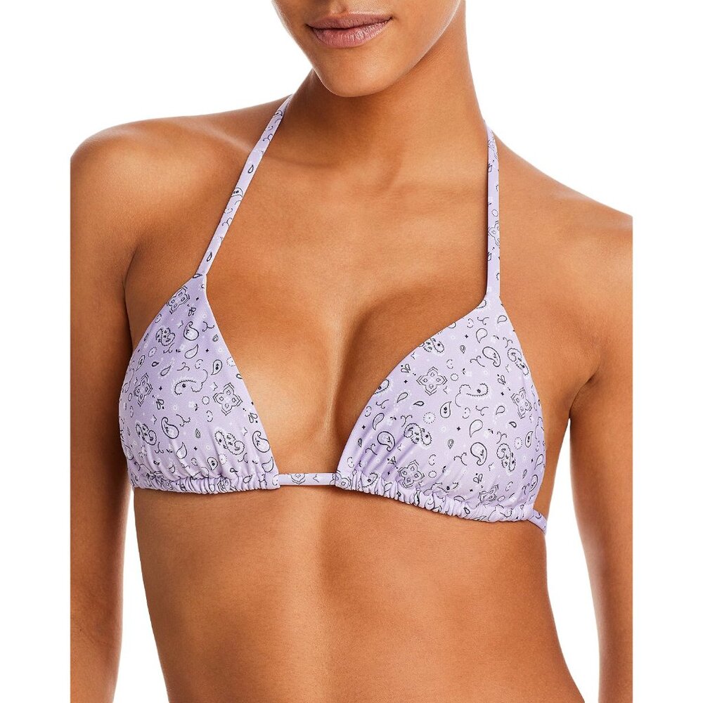 Aqua Women's Bandana Print Triangle Bikini Top Purple M B4HP